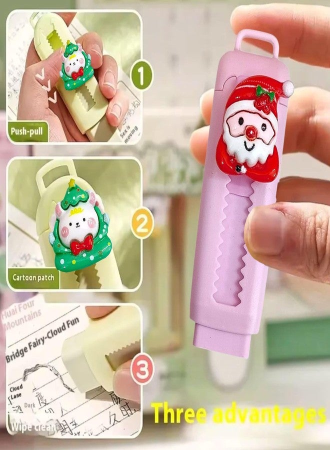 AMYCAUR Christmas Stylish 3D Santa Push Pull Mechanical Eraser, Non-Toxic Smudge-Free Rubbers Cute Santa Erasers Christmas Gift for Kids, Santa Gift Set Stationery Gift for Kids (2 Pcs) - Image 5